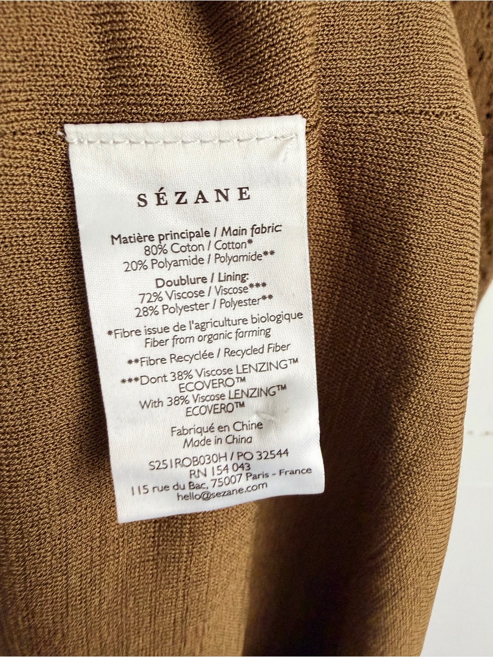 Sezane Wilma Dress - Kaki - Picture 5 of 7